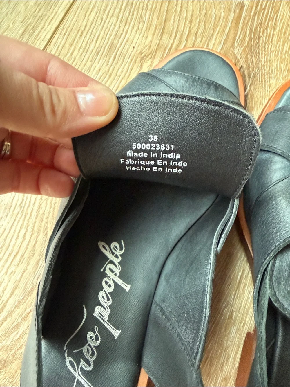 Free People Black Leather Crisscross Slingback Sandals Size 38